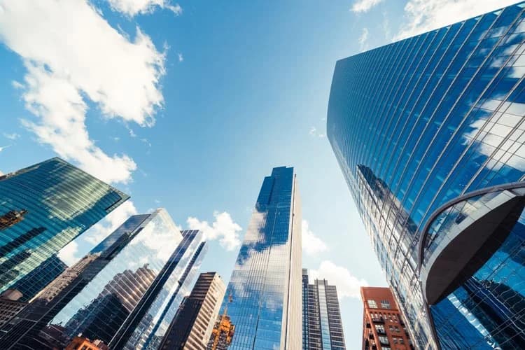 Commercial real estate skyline representing institutional investment capital returns