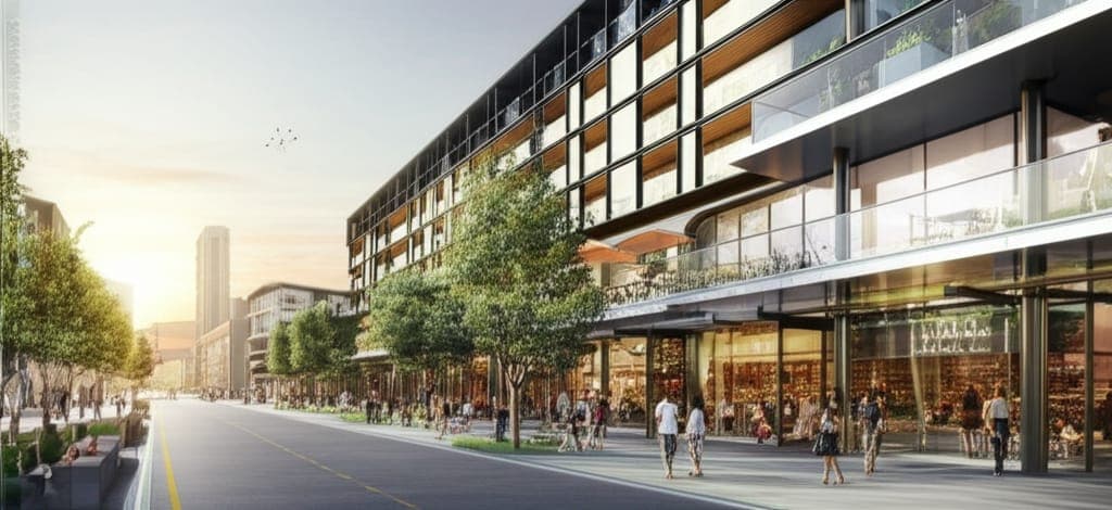 Urban mixed-use development with retail and residential