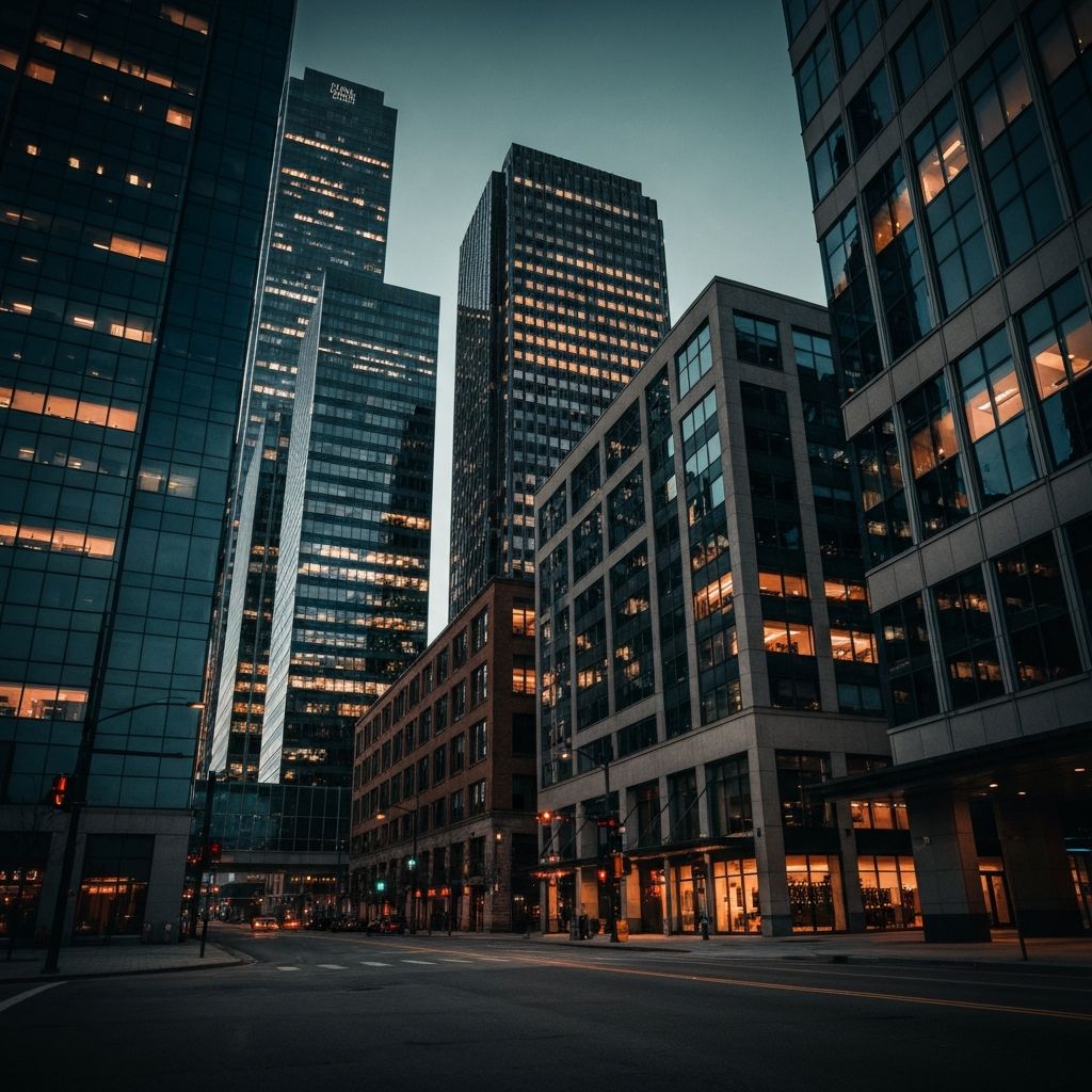 Urban commercial real estate representing the shift to private credit lending in 2026