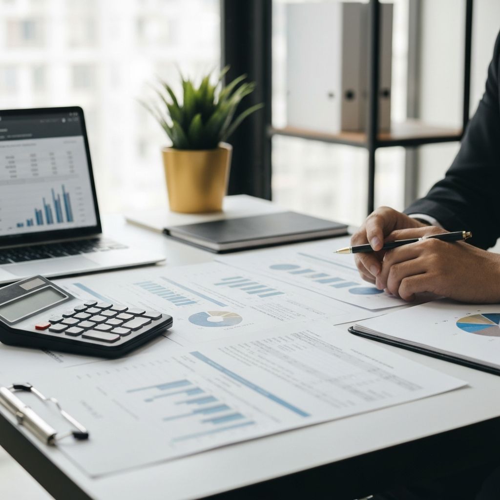 Professional commercial real estate financial analysis scene