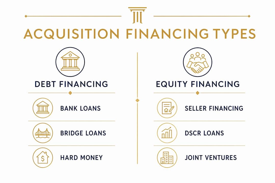 Infographic comparing acquisition financing types