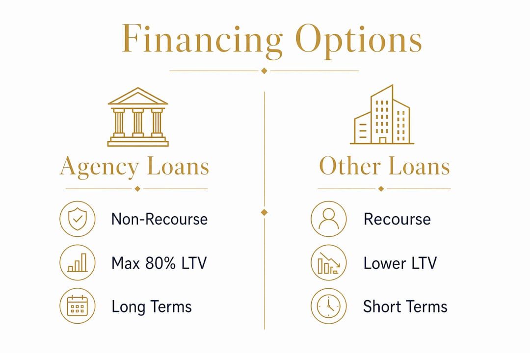Infographic comparing agency loans versus other financing options