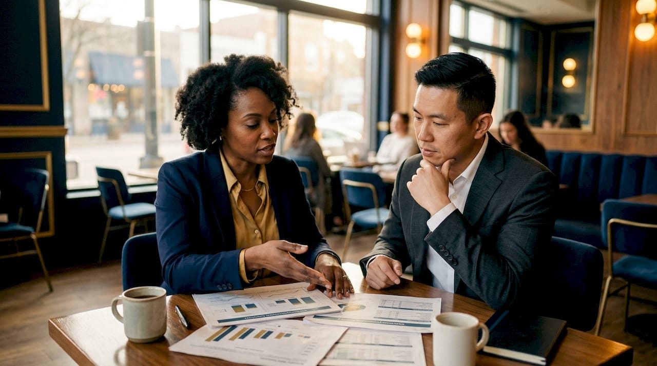 Professionals discussing financing capital categories