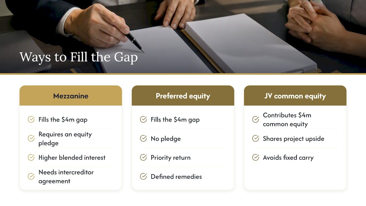Project funding layers and two gap financing options