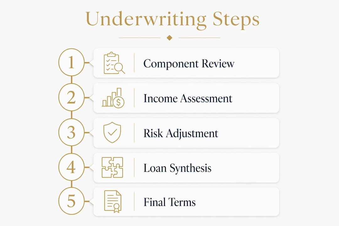 Infographic showing underwriting steps overview