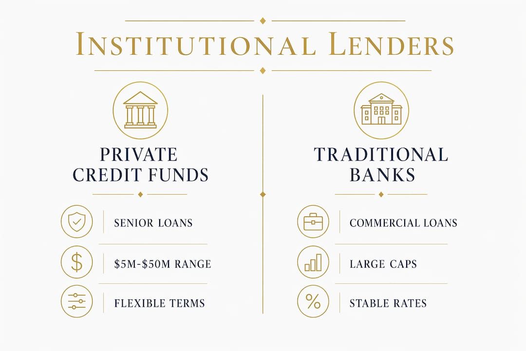 Infographic comparing lender types for institutional debt