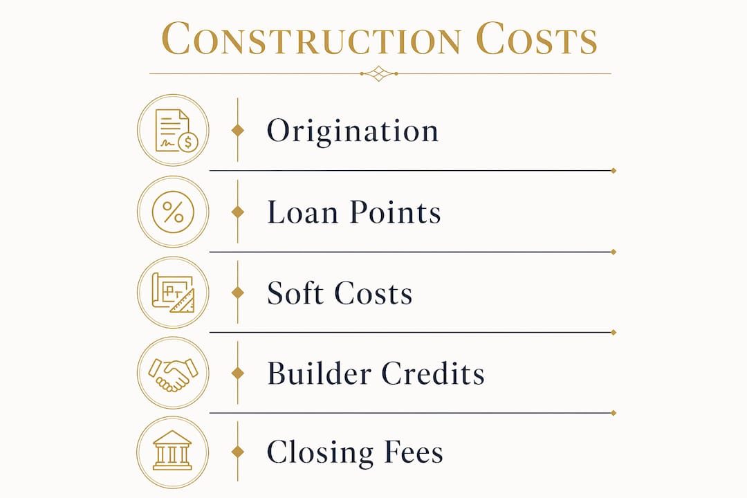 Infographic illustrating construction financing cost categories