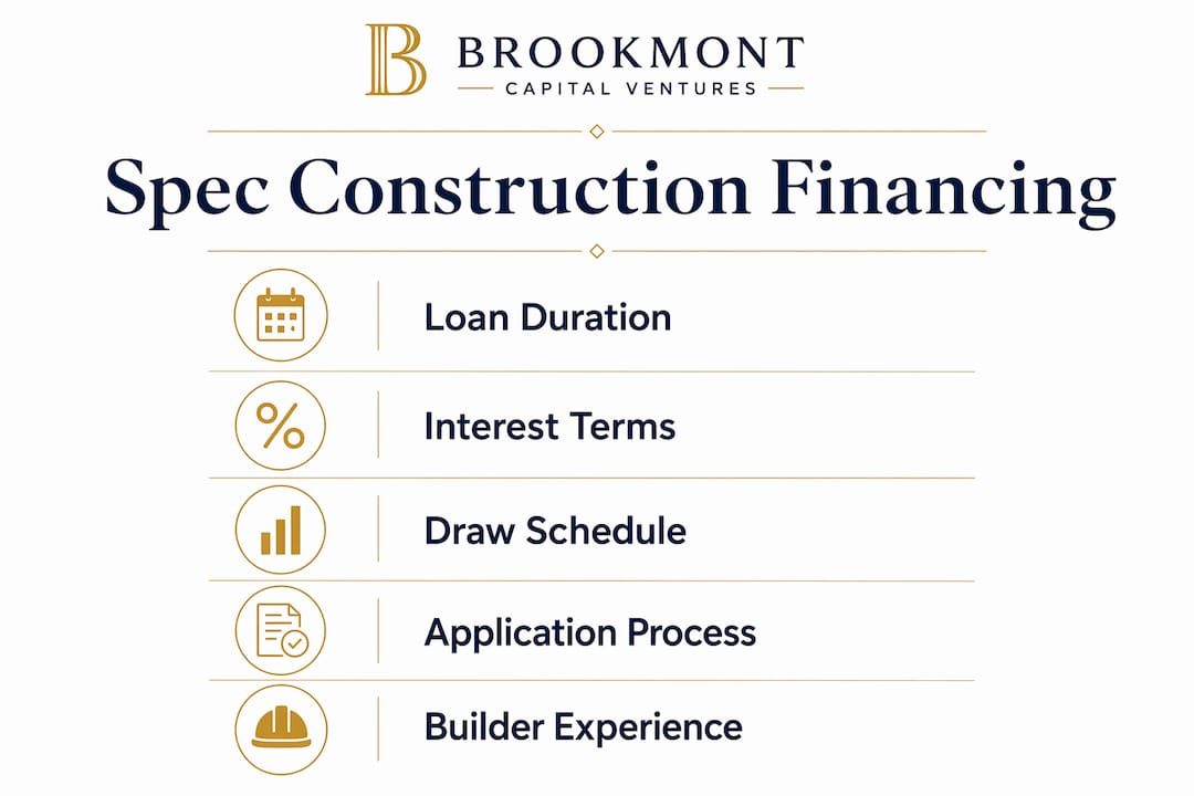 Infographic outlining spec construction financing steps
